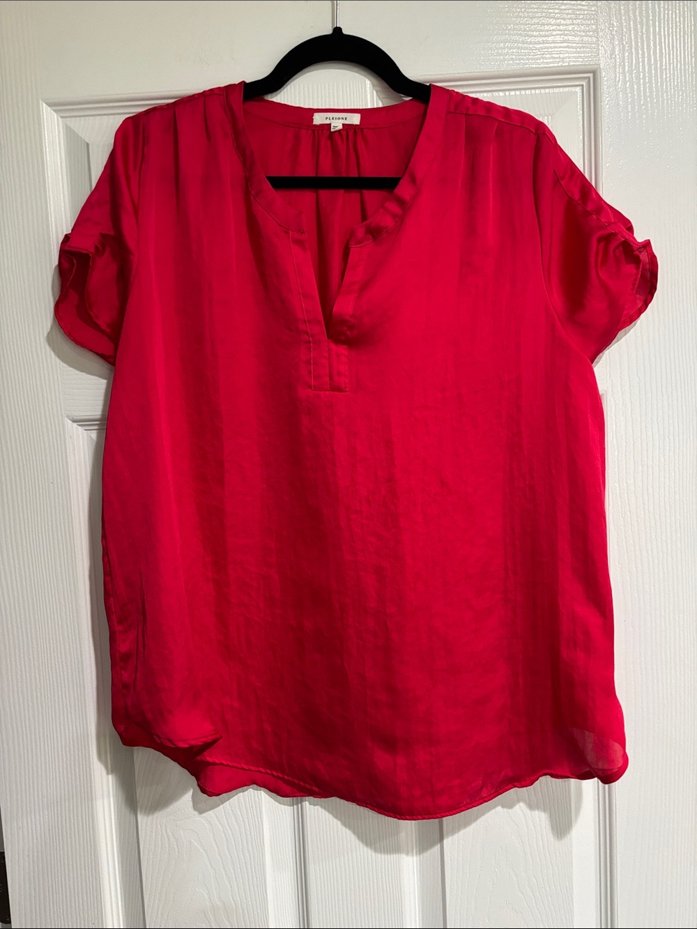 3/$20. Pleione Pink Split-Neck Short Sleeve Blouse